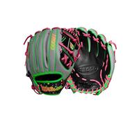 Wilson Invierno 2024 A2000 1786 Guante de béisbol de 11.5 pulgadas para jugador de cuadro (infielder), para lanzamiento de mano derecha, color gris/verde/rosa