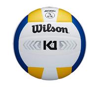 Wilson WTH1895B2XB Pelota de Voleibol K1 Gold Cuero Interior, Unisex-Adult, Azul/Blanco/Amarillo, Tamaño Oficial