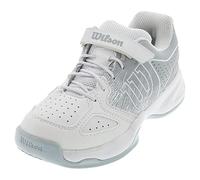 Wilson KAOS K Zapatilla de tenis para niños, Blanco (Blanco/Azul(K S.sea/Wh/Sangria) claro/Negro), 28 2/3 EU