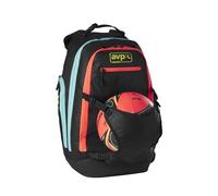 Wilson, Mochila de Voleibol de Césped AVP, Cuenta con Quick Clips y Compartimentos Personalizados, para Todas las Estaciones, Resistente al Césped, Color: Negro/Coral/Azul
