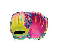 Wilson Otoño 2025 A2000® 1786SS Guante de béisbol de 11.5 pulgadas para jugador de cuadro (infielder), para lanzamiento de mano derecha, color azul/amarillo óptico/rosa