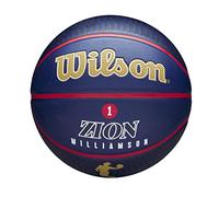 Wilson Pelota de baloncesto, NBA Player Icon Outdoor, Zion Williamson, New Orleans Pelicans, Exterior e interior, Tamaño: 7, Azul marino/Dorado