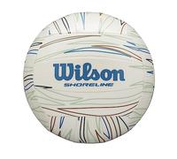 Wilson, Pelota de Voleibol Shoreline Eco, Gen Green, Interior con EVA de caña de azúcar de Base Bio, Exterior, Vóley-Playa, Blanco/Azul