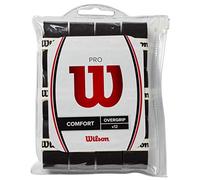 Wilson Pro Overgrip Comfort - Juego de 12 agarres para Tenis (12 Unidades), Color Negro
