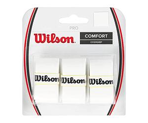 Wilson Pro Overgrip - Juego de 3 grips para raqueta de tenis blanco