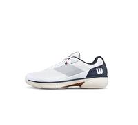 Wilson Rush Lite 5 CLC Zapatillas de Tenis para Hombre, Soporte Fiable y Diseño Duradero, para Todas Las Pistas, Blanco/Azul Marino/Tofu, Talla 42 2/3