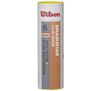 Wilson Smashstar Volantes de bádminton, Velocidad 78, Plástico/Corcho Natural, WRT6050WH78, Smashstar, Amarillo, Tubo de 6 Unidades