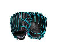 Wilson Spring 2025 A2K B2 - Guante de béisbol para lanzador de mano derecha, negro/verde azulado/flamenco
