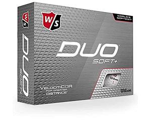 Wilson Staff, Bola de golf DUO Soft, 2 capas, Para máxima distancia, Pack de 12, Jugadores avanzados, Blanco y Rojo