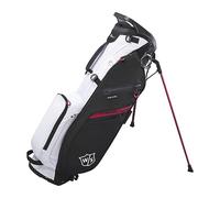 Wilson Staff Bolsa de Golf, Exo Lite Stand Bag, Bolsa de Transporte, 4 Compartimentos para Distintos Hierros, Negro/Blanco/Rojo