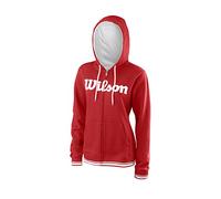 Wilson Sudadera con capucha de mujer, W Team Script FZ Hoody, Algodón/Poliéster, Rojo/Blanco, Talla: S, WRA766704