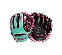 Wilson Summer 2025 A2K 1720SS - Guante de béisbol de infield de 11.5 pulgadas, lanzamiento a mano derecha, negro/espuma de mar/flamenco