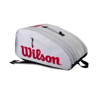 WILSON Super Tour Pickleball Bag - Capacidad para hasta 3 paletas Gris/Rojo/Negro