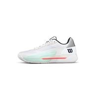 Wilson Tenis Rush Tour 5 Clay para hombre, Blanco/Bay/Coral Fiery, 13