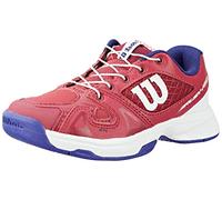 Wilson Wilson Chaussures de Tennis pour Filles, RUSH PRO JR QL, Rose/Blanc/Bleu, 34 2/3, Pour tout type de Courts, pour tous les types de Joueuses, WRS327900E025