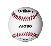 Wilson WTA1030B Pelota de béisbol A1030 Cuero con Costuras Rojas, para jóvenes y Adultos, Blanco, NS