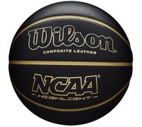 Wilson WTB067519XB07 Pelota de Baloncesto NCAA Highlight Cuero sintético Interior y Exterior, Unisex-Adult, Negro/Dorado, 7