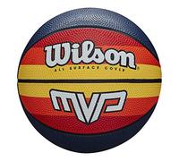 Wilson WTB9016XB07 Balón de Baloncesto, Mvp Retro, Tamaño 7, Cubierta de Goma, Todas las Superficies, Azul/Rojo/Naranja/Amarillo/Blanco