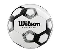 Wilson WTE8527XB04 Balón de Fútbol, Pentagon, Tamaño 4, Diseño de 30 Paneles, Acolchado de Pvc, Blanco/Negro