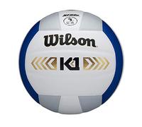 Wilson WTH1895A3XB Pelota de Voleibol K1 Gold Cuero Interior, Azul/Blanco/Plateado, Tamaño Oficial