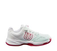 Wilson Zapatillas de deporte para niñas, KAOS JUNIOR QL, Verde claro/Blanco/Rosa, 35 1/3, Para todo tipo de superficies, Todo tipo de jugadoras, WRS327930E030
