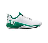 Wilson Zapatillas de tenis hombre Rush Pro 4.5 Clay, transpirable y resistente, Blanco/Bósforo/Negro