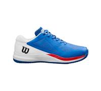 Wilson Zapatillas de Tenis Hombre Rush Pro Ace Clay, Ajuste Seguro y Soporte Dinámico, Hechas de Malla Transpirable, Ideales para Tierra Batida, Color: Azul Deja VU/Blanco/Infrarrojo, Talla: 340.5