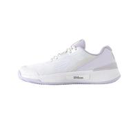Wilson Zapatillas de Tenis Intrigue Pro para Mujeres, Diseño Centrado en la Mujer, Estabilidad y Soporte del Talón para un Agarre Superior, Color: Blanco/Plateado, Talla: 8