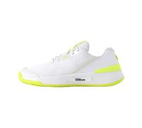 Wilson Zapatillas de Tenis Mujer Intrigue Pro Oz, Estabilidad y Soporte del Arco, Ajuste de Talón y Transpirabilidad, Color: Blanco/Amarillo de Seguridad/Azul Marino Blazer, Talla: 9