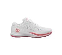 Wilson Zapatillas de Tenis Rush Pro Ace Junior, Ajuste Seguro y Soporte Dinámico, con una Suela Exterior Duradera para Mejor Equilibrio y Tracción Superior, Color: Blanco/Malva Brillante, Talla: 6K