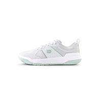 Wilson Zapatos de Pickleball para Mujeres Pickle Pro W, con un Ajuste Ceñido y Diseño Mejorado, Hechos de Malla Transpirable con un Cuello Suave y Talón Firme, Color: Blanco/Surf Spray, Talla: 7