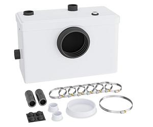 Wiltec 3/1 Pequeña estación elevadora de 600 W con triturador, estación elevadora hasta 10 m de altura, estación elevadora de aguas residuales con 3 entradas, para WC y ducha