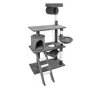 WilTec Árbol rascador para Gatos Gris 141cm con Plataformas y Cueva Poste de sisal para Escalar
