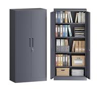 WilTec Archivador de Acero, 78 x 39 x 170 cm, Antracita, Armario metálico con Cerradura y 4 estantes, Mueble de Oficina con Capacidad de Carga de 50 kg por Estante