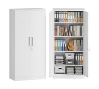 WilTec Archivador de Acero, 78x39x170 cm, Blanco, Armario metálico con Cerradura y 4 estantes, Mueble de Oficina con Capacidad de Carga de 50 kg por Estante