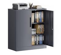 WilTec Archivador de Acero, 80 x 40 x 92 cm, Antracita, Armario metálico con Cerradura y 2 estantes, Mueble de Oficina con Capacidad de Carga de 50 kg por Estante
