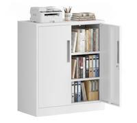 WilTec Archivador de Acero, 80 x 40 x 92 cm, Blanco, Armario metálico con Cerradura y 2 estantes, Mueble de Oficina con Capacidad de Carga de 50 kg por Estante