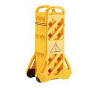 Wiltec Barricada de seguridad plegable extensible hasta 3,9 m, plástico PE resistente, rodillos integrados para fácil transporte, alta visibilidad, perfecta para obras y control de tráfico peatonal