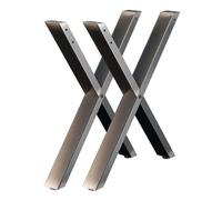 WilTec Bastidores para Mesa 72x60 cm Acero Lacado Claro Caballetes Perfil-X Patas de Mesa Bricolaje