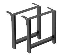 WilTec Bastidores para Mesa 80x72 cm Recubrimiento Polvo Negro Caballetes Tablero Patas de Mesa Bricolaje