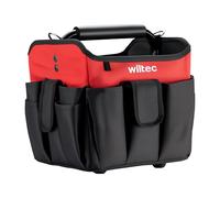 Wiltec Bolsa de herramientas plegable 25 x 23 x 28 cm hasta 25 kg, bolso de herramientas 23 compartimentos, cartera de trabajo con bandolera, bolsa de transporte portaherramientas resistente al agua