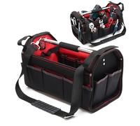 WilTec Bolsa herramientas con asa y correa para hombro Tamaño L Amplio interior Bolsillos exteriores Taller