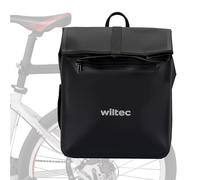 WilTec Bolsa para Bicicleta 22 L Negra Impermeable Material PVC y poliéster con Correa Ajustable Uso como Bandolera Ideal para portabultos Traseros Ciclismo Compras excursiones y Transporte Diario