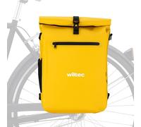 WilTec Bolsa para Bicicleta 3 en 1 de 25 L Amarilla Resistente al Agua Compartimento para portátil Multifuncional de fácil instalación en portabultos Trasero de Bicicletas Tradicionales o eléctricas