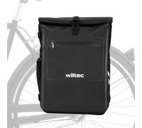 WilTec Bolsa para Bicicleta 3 en 1 de 25 L Negra Resistente al Agua con Compartimento para portátil Multifuncional de fácil instalación en portabultos Trasero de Bicicletas Tradicionales o eléctricas