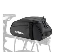 WilTec Bolsa para Bicicleta 8 L Negra versátil Resistente al Agua con Detalles Reflectantes y Bandolera alforja para portabultos Trasero Bici Urbana o eléctrica