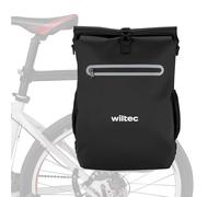 WilTec Bolsa versátil para Bicicletas 20 L Negra Resistente a la Lluvia con Compartimento para portátil fácil instalación en portabultos Ideal para Ciclistas urbanos y excursiones