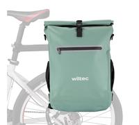 WilTec Bolsa versátil para Bicicletas 20 L Verde Resistente a la Lluvia con Compartimento para portátil fácil instalación en portabultos Ideal para Ciclistas urbanos y excursiones