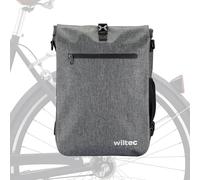 WilTec Bolsa versátil para Bicicletas 25 L Gris Resistente a la Lluvia con Compartimento para portátil fácil instalación en portabultos Ideal para Ciclistas urbanos y excursiones