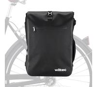 WilTec Bolsa versátil para Bicicletas 25 L Negra Resistente a la Lluvia con Compartimento para portátil fácil instalación en portabultos Ideal para Ciclistas urbanos y excursiones